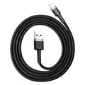 Kabelis BASEUS cable USB A to Lightning 2.4A Cafule CALKLF-BG1 1 m black gray