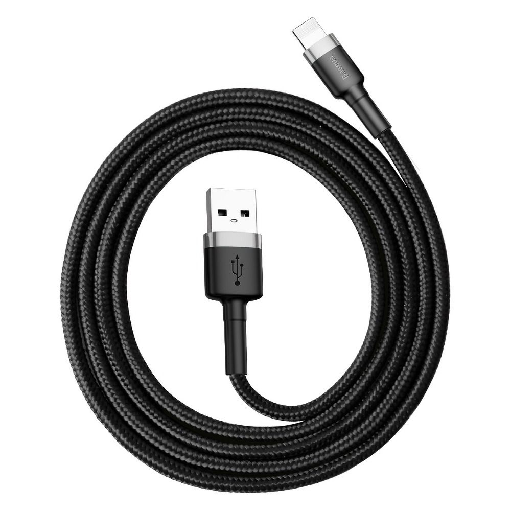 Kabelis BASEUS cable USB A to Lightning 2.4A Cafule CALKLF-BG1 1 m black gray