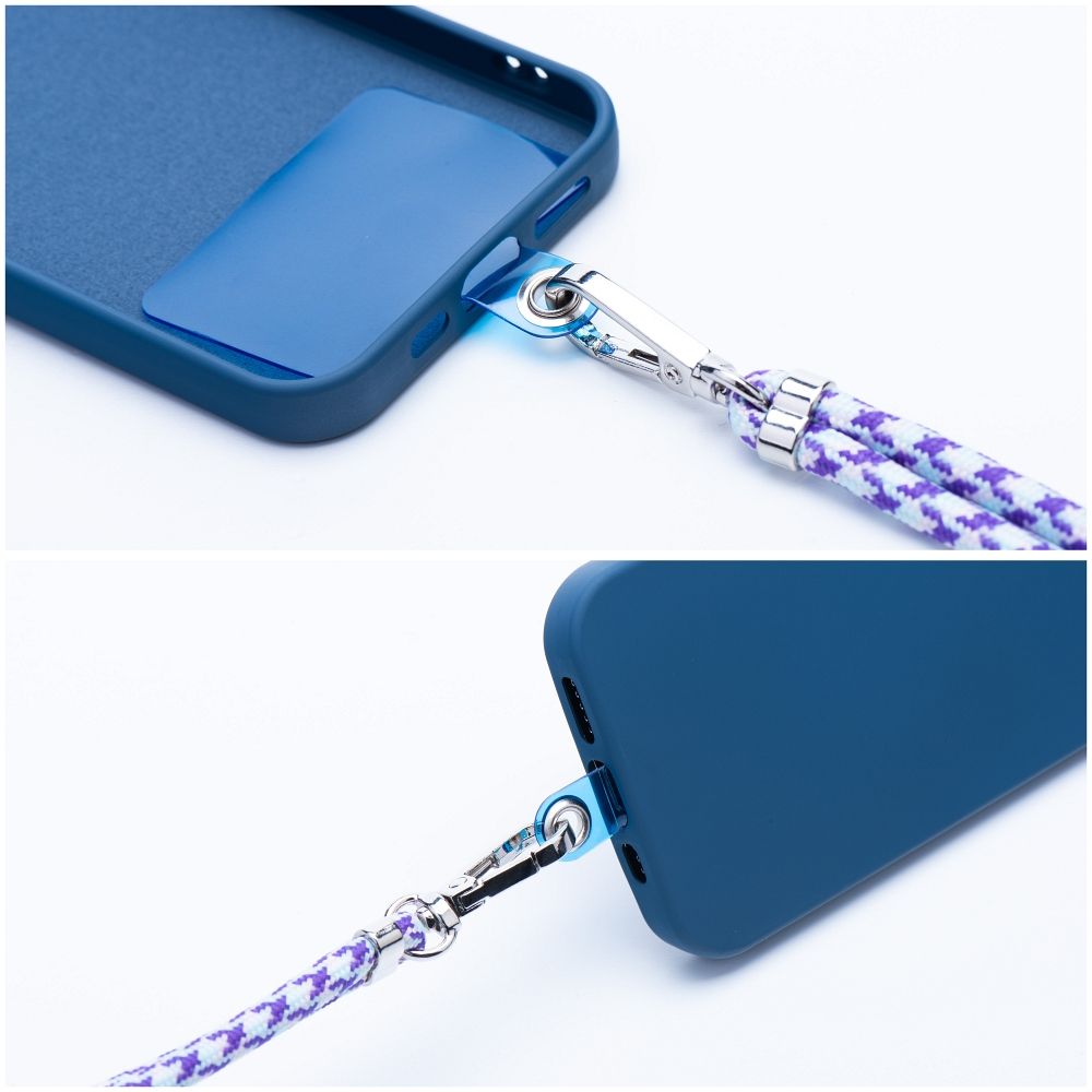 SWING (6mm) pendant for the phone with adjustable length / cord length 165cm (max 82.5cm in the loop) / on the shoulder or neck - white - purple — attēls 3