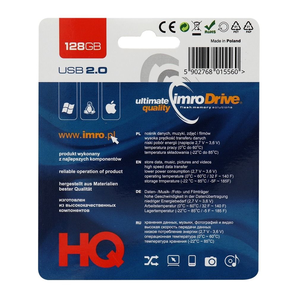 USB zibatmiņa IMRO pendrive BLACK 128GB USB2.0 — attēls 2