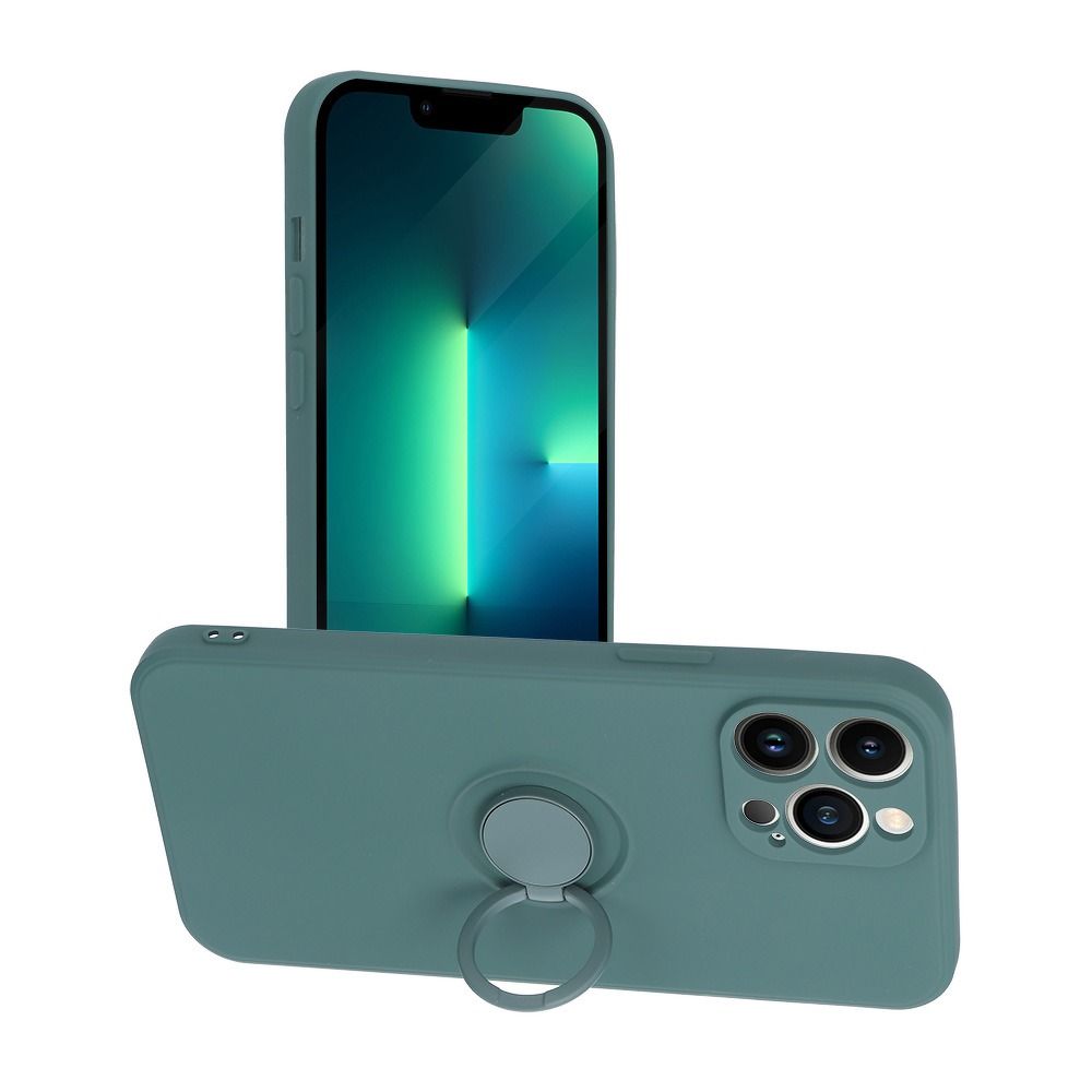 Aizsargvāciņš iPhone 13 Pro Max – SILICONE RING, zaļš