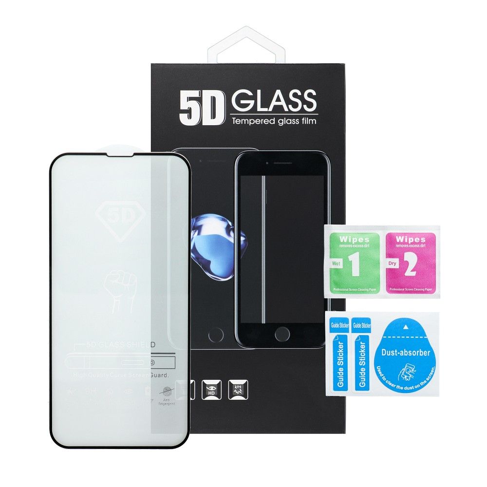 Aizsargstikls iPhone 13 – 5D Full Glue, melns — attēls 4