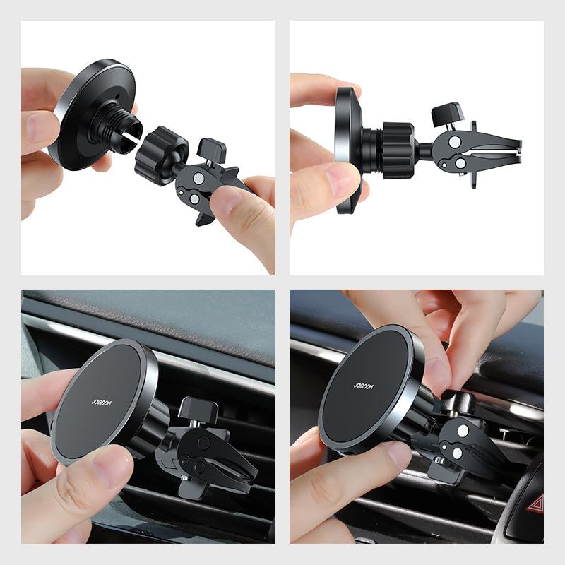 Joyroom JR-ZS240 magnētisks auto telefona turētājs ar Qi 15 W bezvadu uzlādi, melns