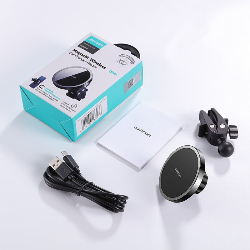 Joyroom JR-ZS240 magnētisks auto telefona turētājs ar Qi 15 W bezvadu uzlādi, melns