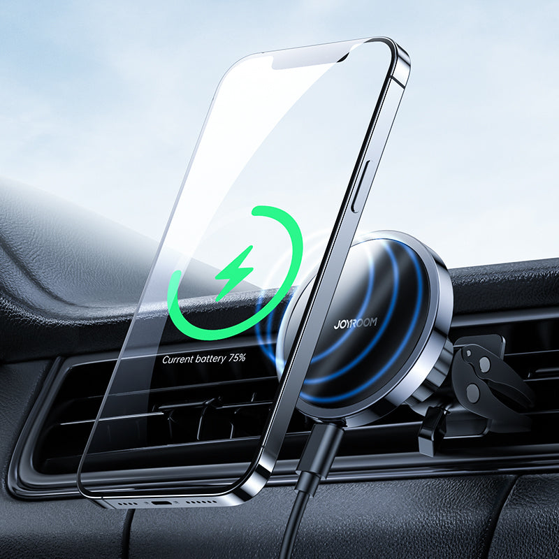 Joyroom JR-ZS240 magnētisks auto telefona turētājs ar Qi 15 W bezvadu uzlādi, melns