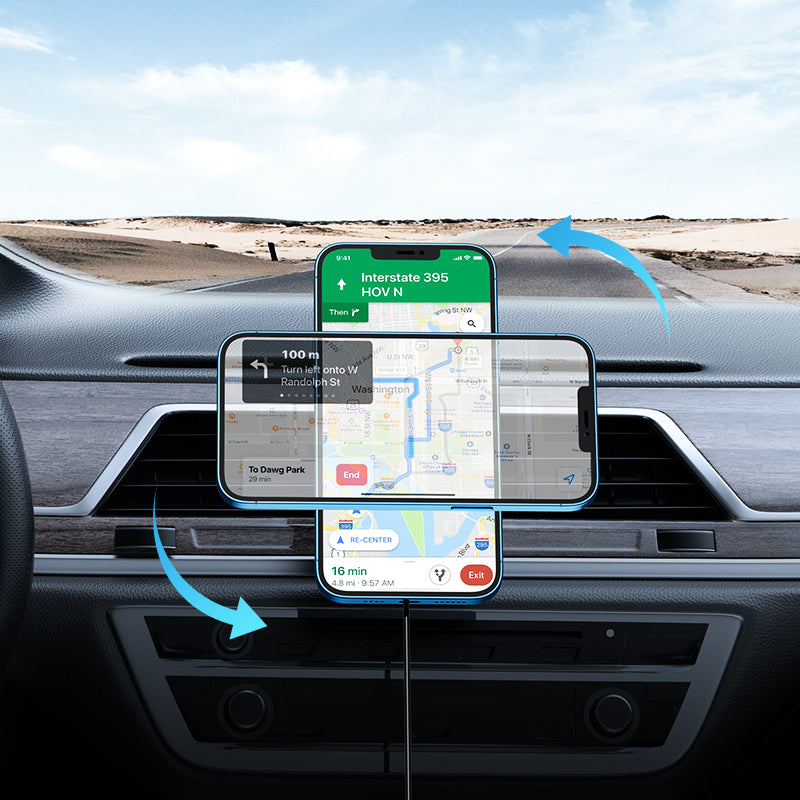 Joyroom JR-ZS240 magnētisks auto telefona turētājs ar Qi 15 W bezvadu uzlādi, melns