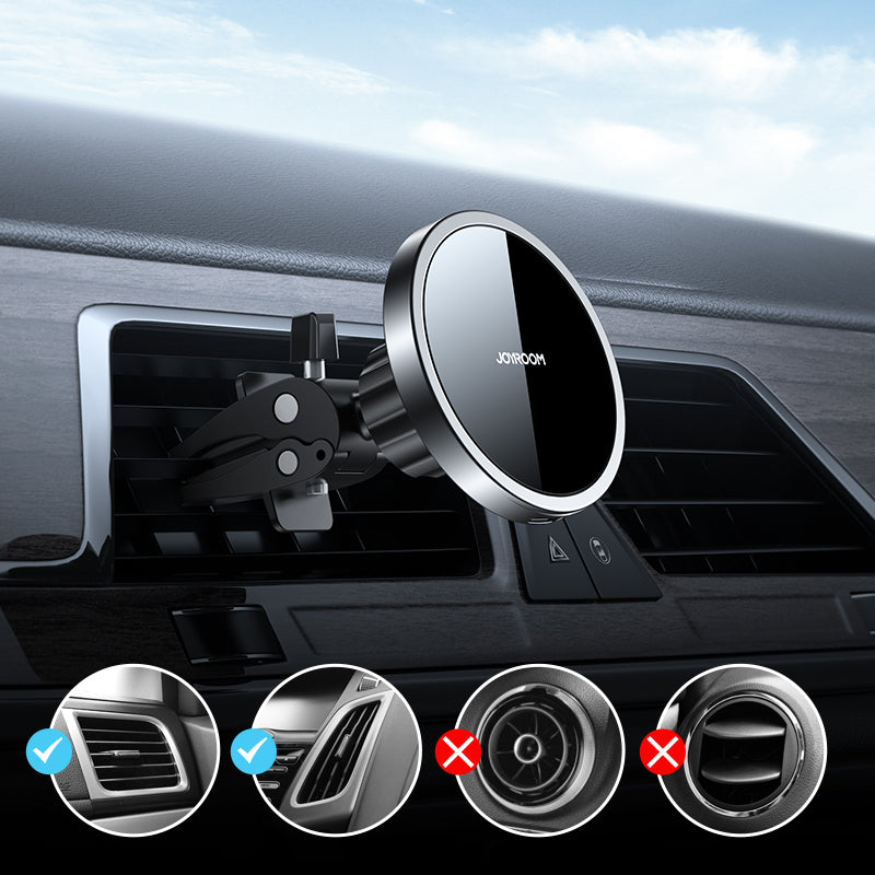 Joyroom JR-ZS240 magnētisks auto telefona turētājs ar Qi 15 W bezvadu uzlādi, melns