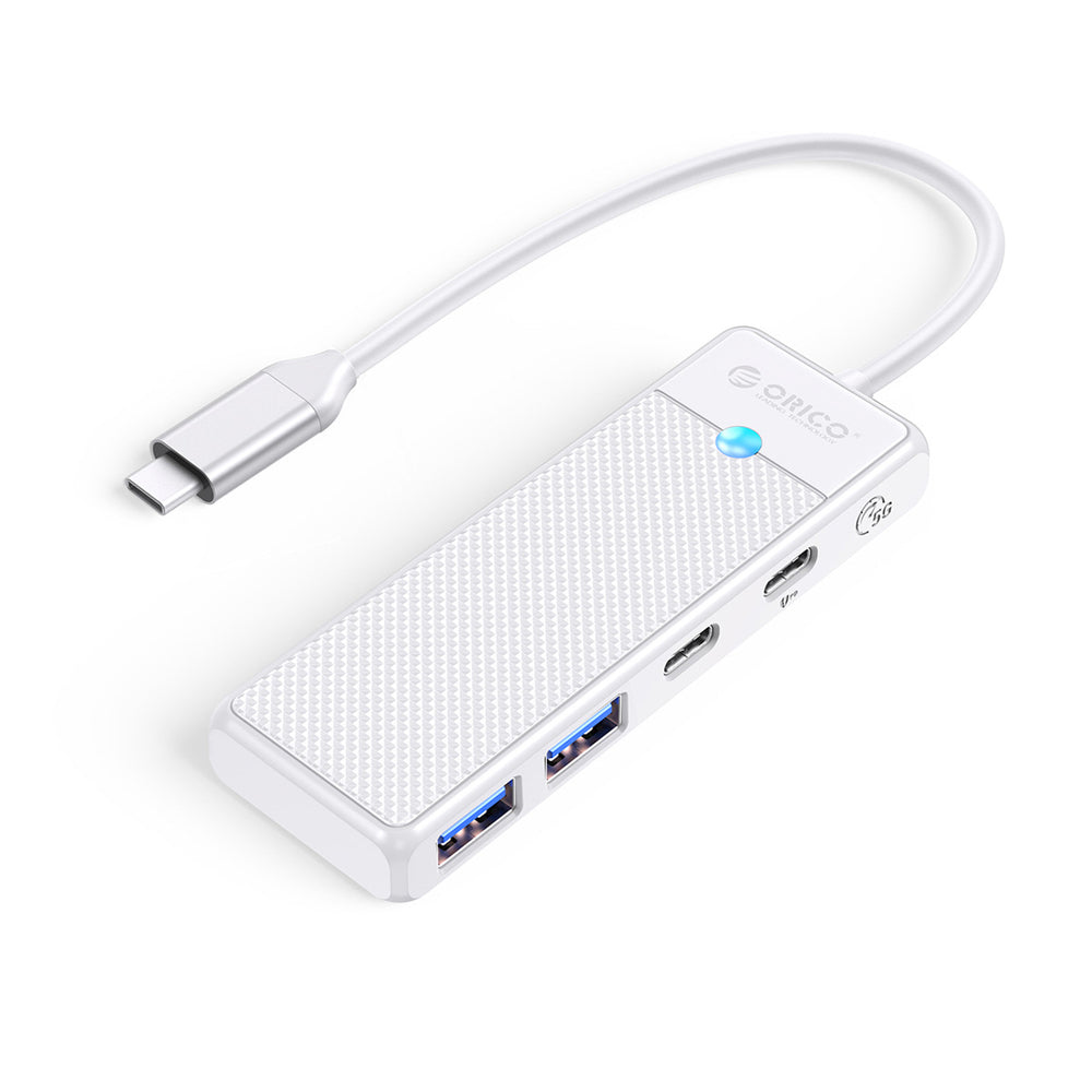Orico PAPW2AC-C3 USB centrmezgls, 4 pieslēgvietas, USB-C PD 100 W, 0,15 m, balts