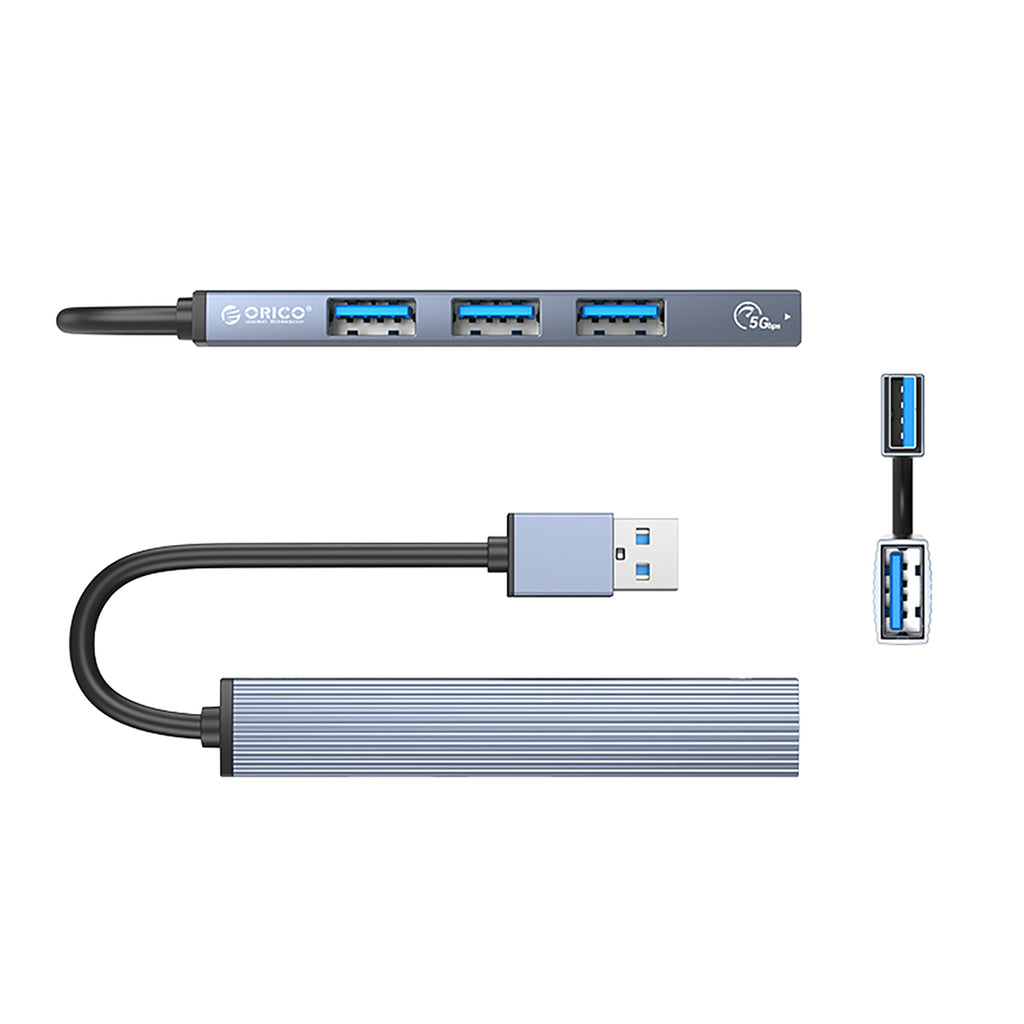 Orico AH-A13 USB-A centrmezgls: 1× USB-A 3.0 + 3× USB-A 2.0, pelēks