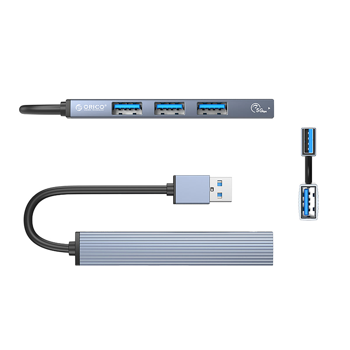 Orico AH-A13 USB-A centrmezgls: 1× USB-A 3.0 + 3× USB-A 2.0, pelēks