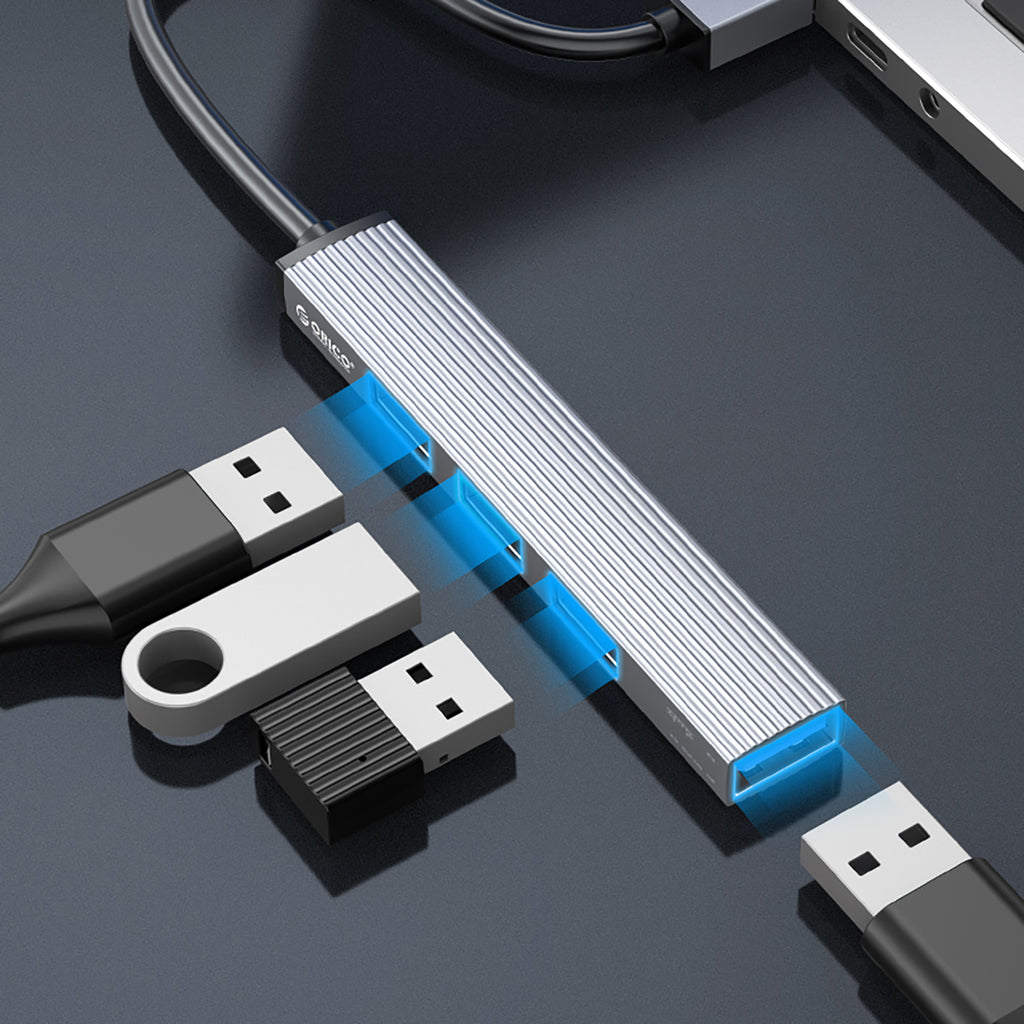 Orico AH-A13 USB-A centrmezgls: 1× USB-A 3.0 + 3× USB-A 2.0, pelēks