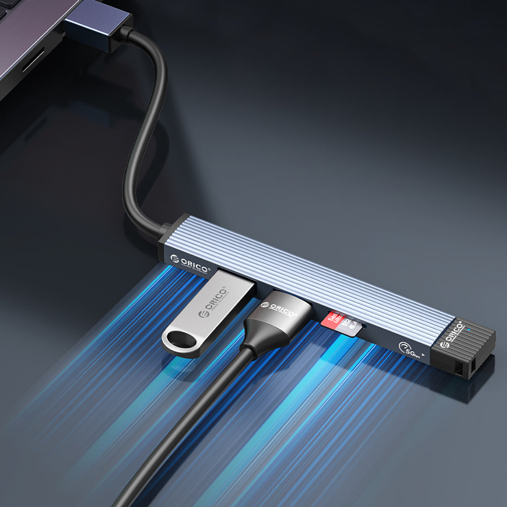 Orico AH-A13 USB-A centrmezgls: 1× USB-A 3.0 + 3× USB-A 2.0, pelēks