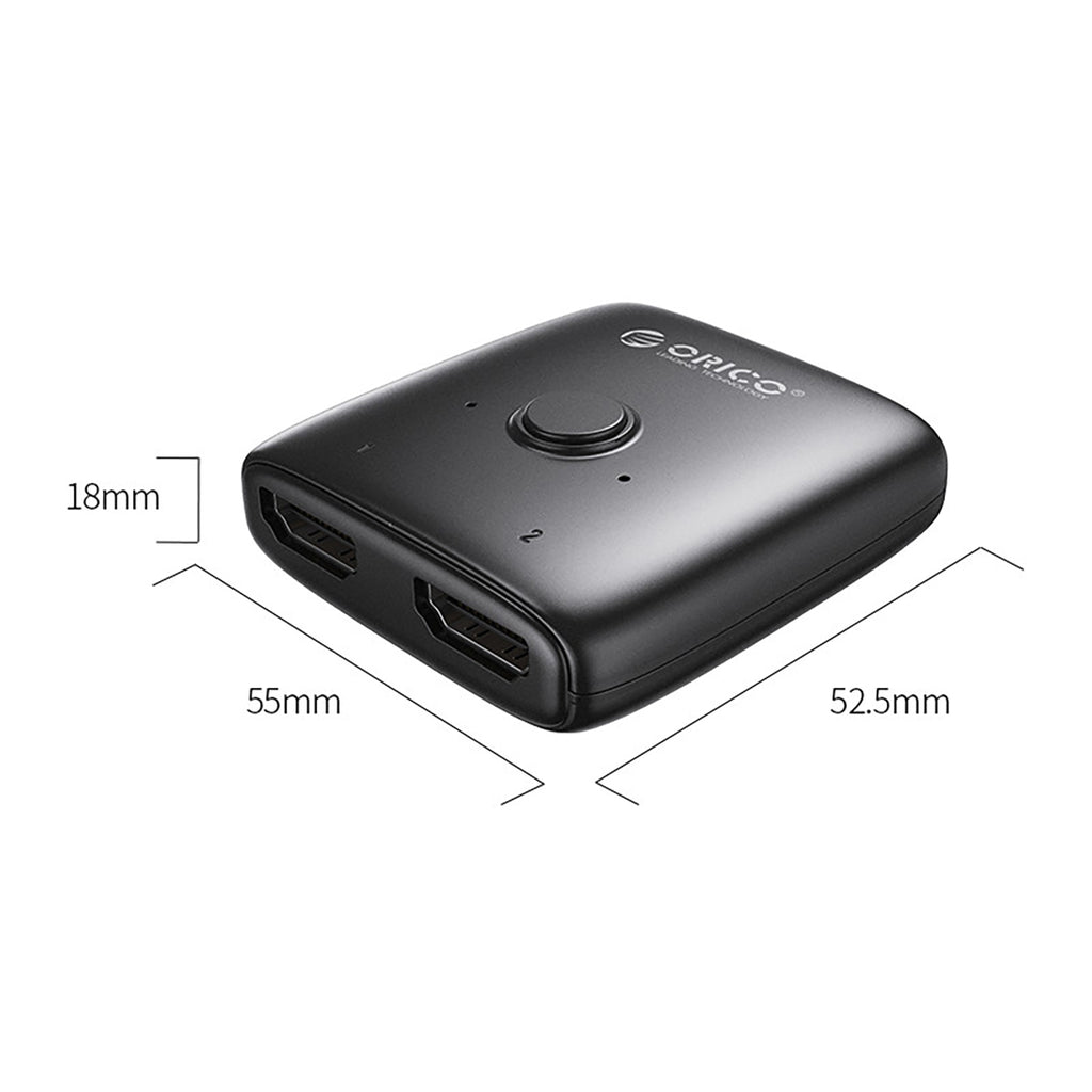 Orico HS2-A1 divvirzienu HDMI 2.0 pārslēdzējs/sadalītājs, melns