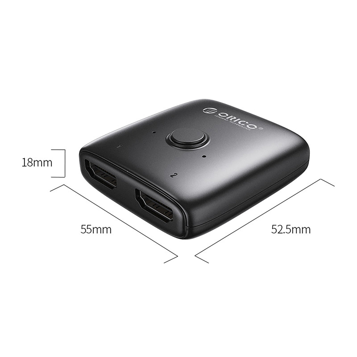 Orico HS2-A1 divvirzienu HDMI 2.0 pārslēdzējs/sadalītājs, melns