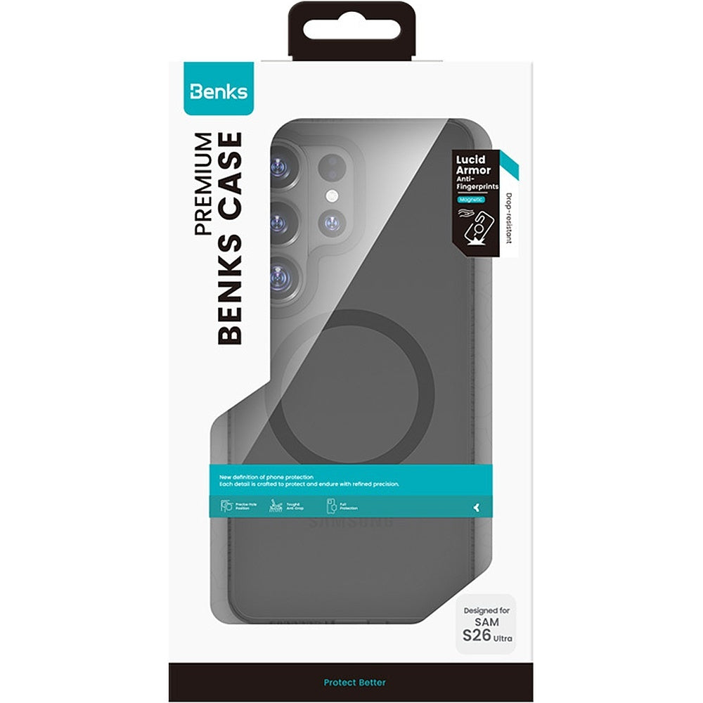 Aizsargvāciņš Samsung Galaxy S26 Ultra melns – Benks Magnetic Lucid Armor (A050)