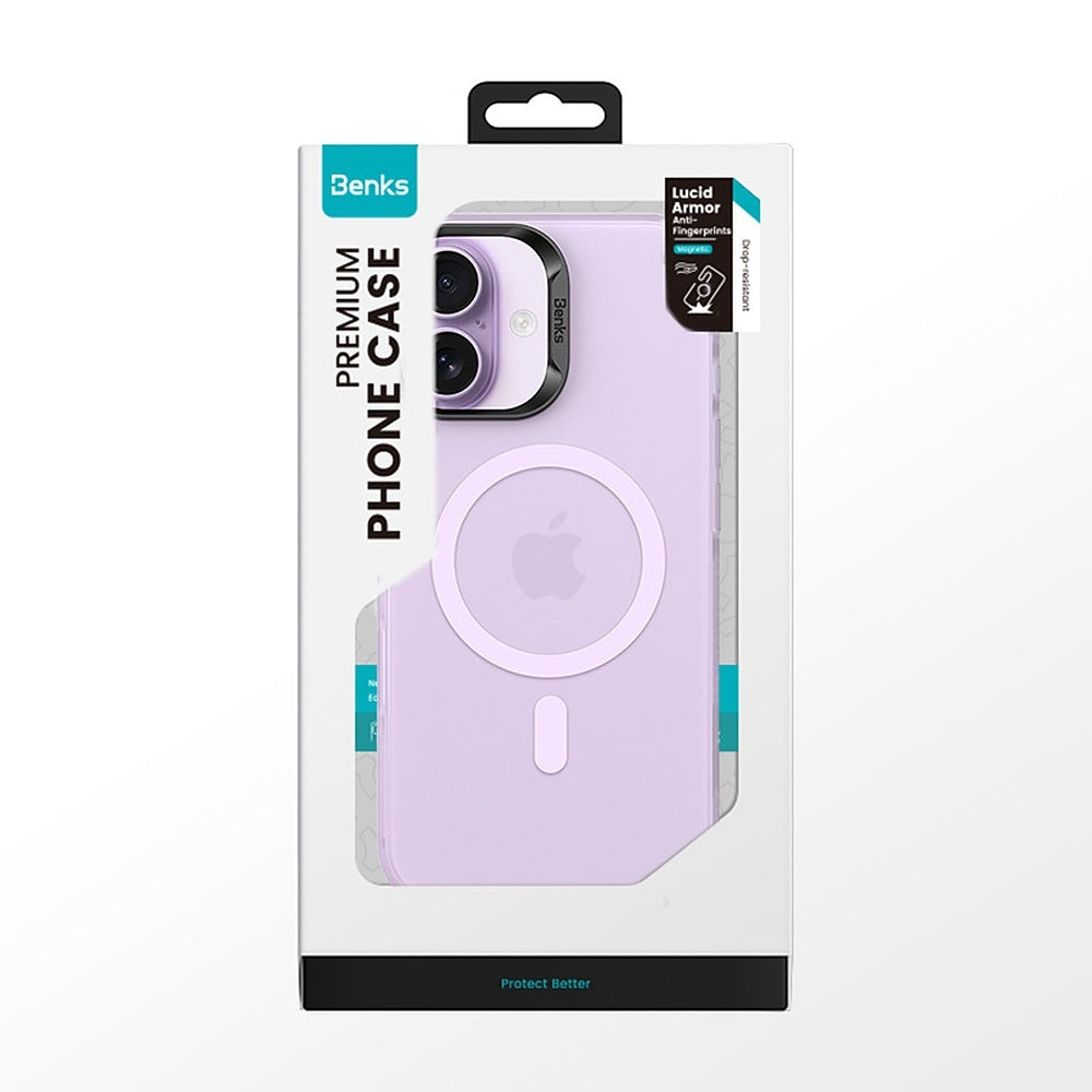 Aizsargvāciņš iPhone 17 – Benks Lucid Armor ar Camera Control pogu, violets