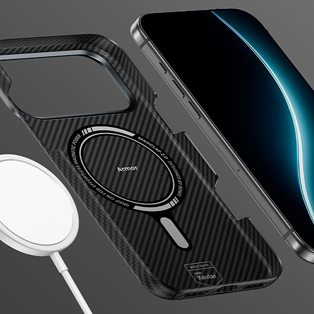 Aizsargvāciņš iPhone 17 – Benks ArmorAir Kevlar 600D ar metāla rāmi, melns