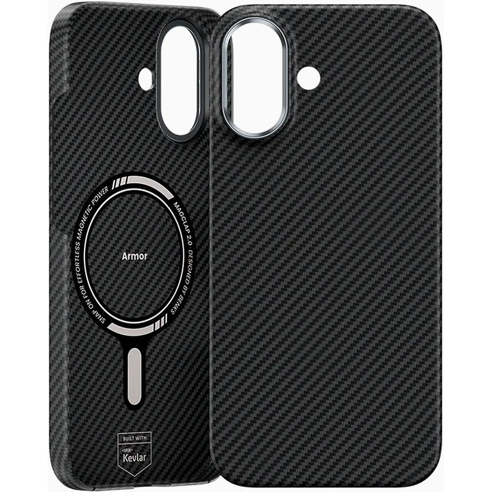Aizsargvāciņš iPhone 17 – Benks ArmorAir Kevlar 600D ar metāla rāmi, melns
