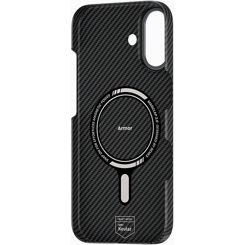 Aizsargvāciņš iPhone 17 – Benks ArmorAir Kevlar 600D ar metāla rāmi, melns