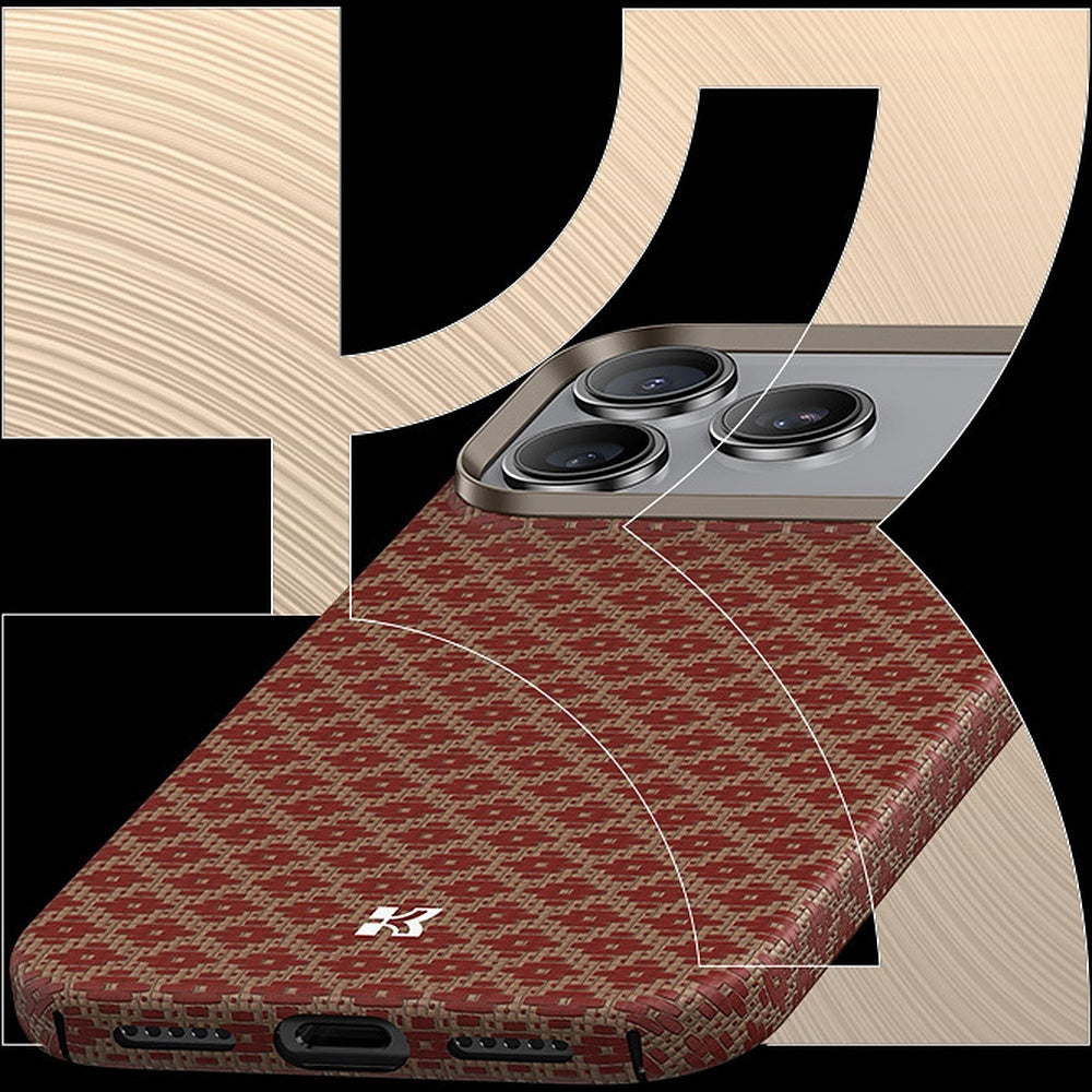 Aizsargvāciņš iPhone 17 Pro Max/18 Pro Max – Benks ArmorGrid Kevlar 600D ar metāla rāmi, oranžs