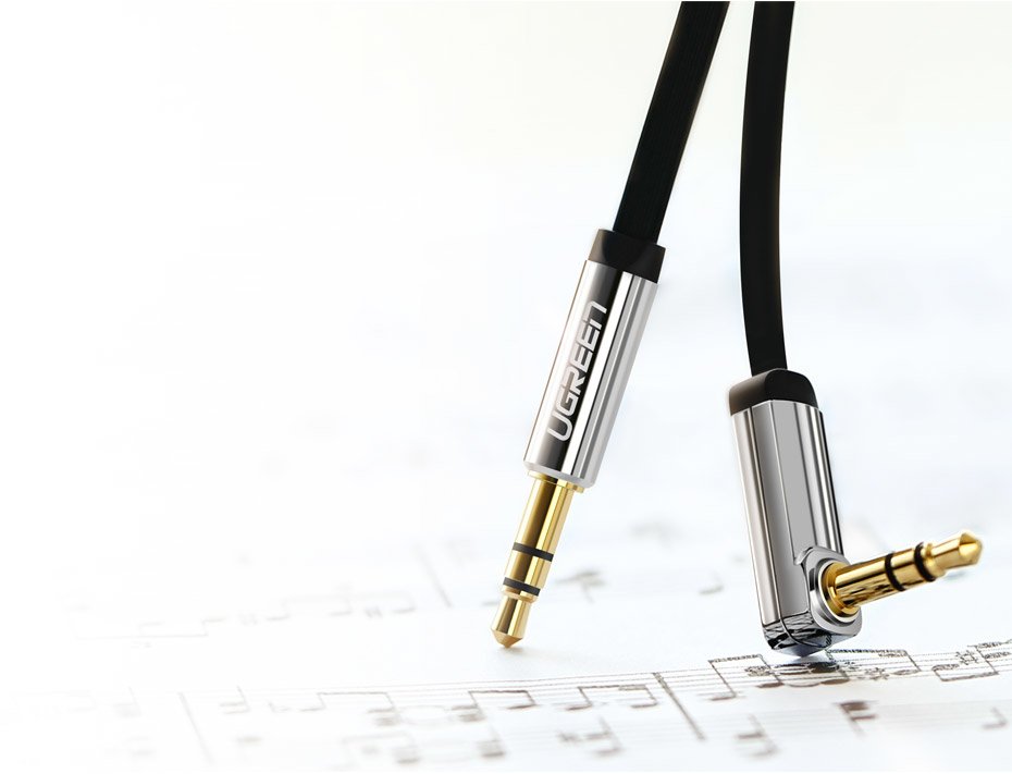 Ugreen 10599 AUX 3,5 mm plakanais audio kabelis, 2 m, sudraba