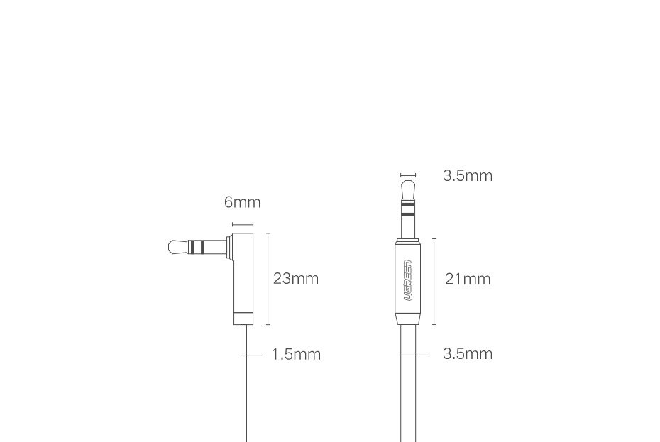 Ugreen 10599 AUX 3,5 mm plakanais audio kabelis, 2 m, sudraba