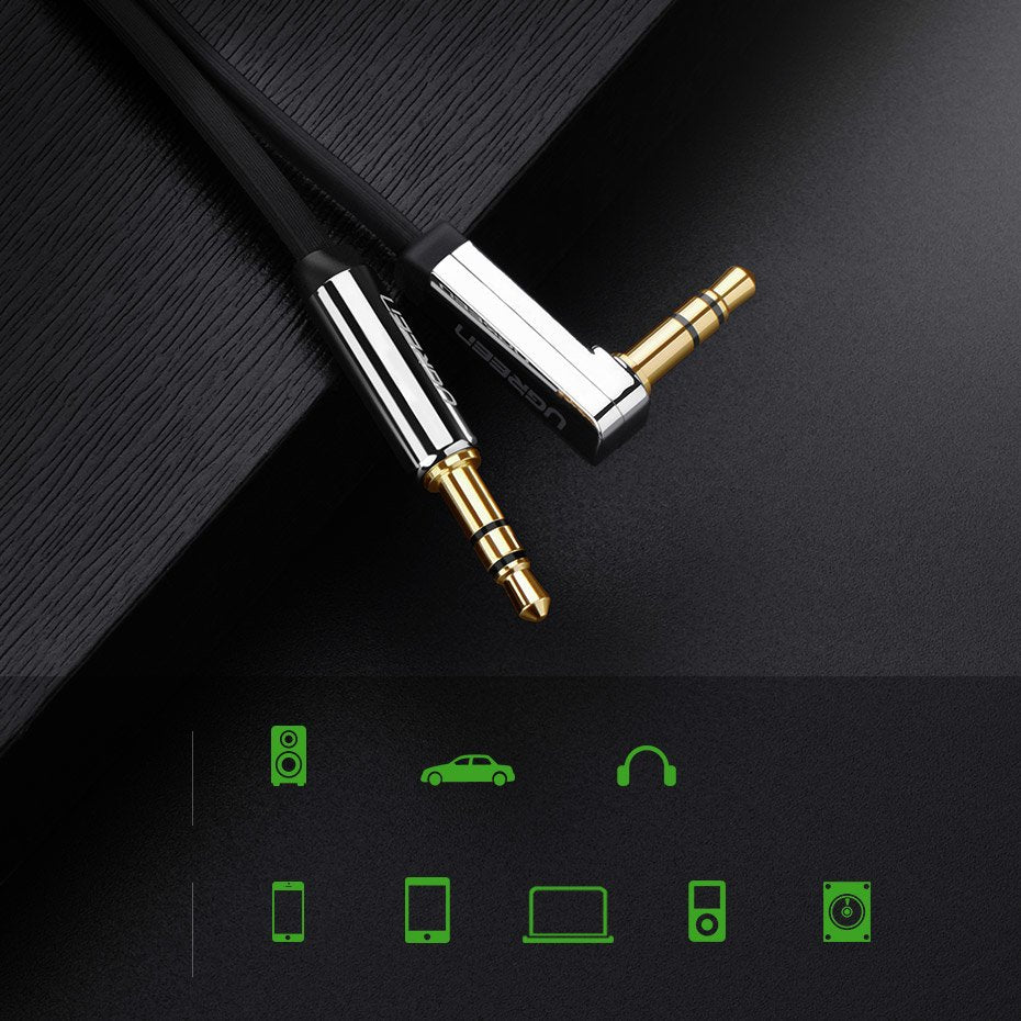 Ugreen 10599 AUX 3,5 mm plakanais audio kabelis, 2 m, sudraba