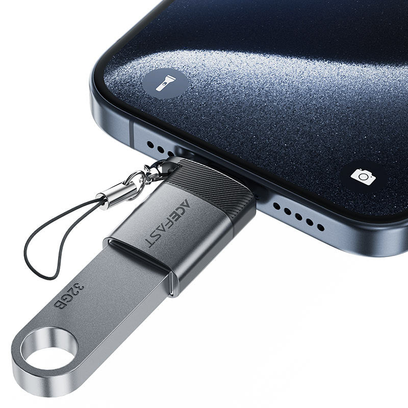 Acefast J7 USB-A uz USB-C pāreja, pelēka