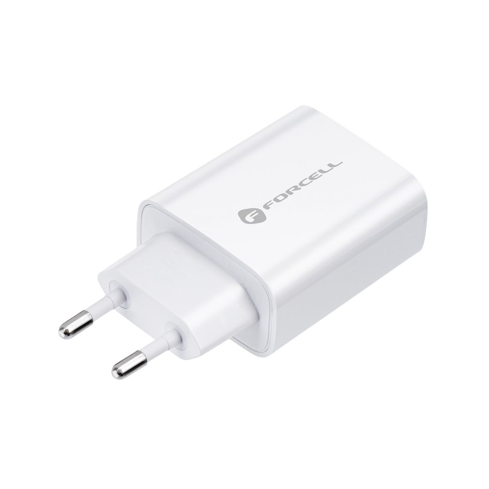 Uzlādes adapteris FORCELL F-ENERGY TFK-TC-20WPD travel charger Type C + cable Type C to Lightning PD QC4.0 3A 20W white — attēls 3