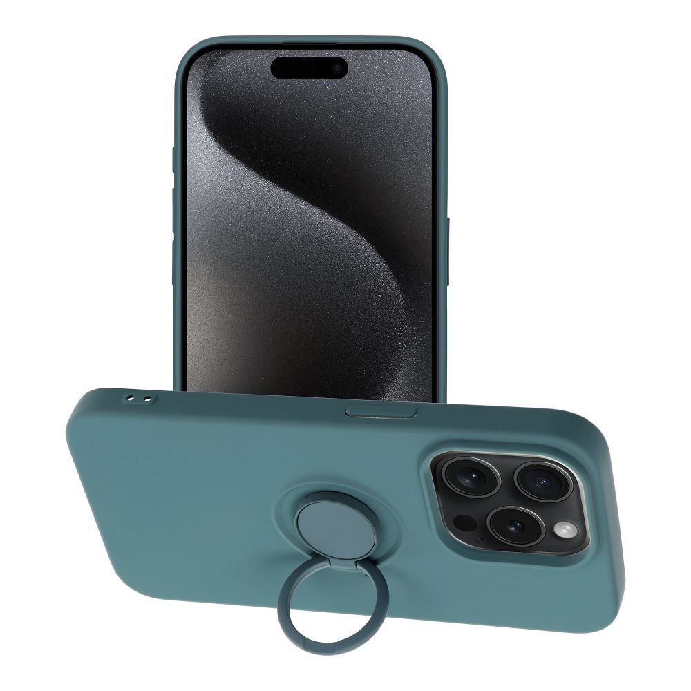 Aizsargvāciņš iPhone 15 Pro – SILICONE RING, zaļš