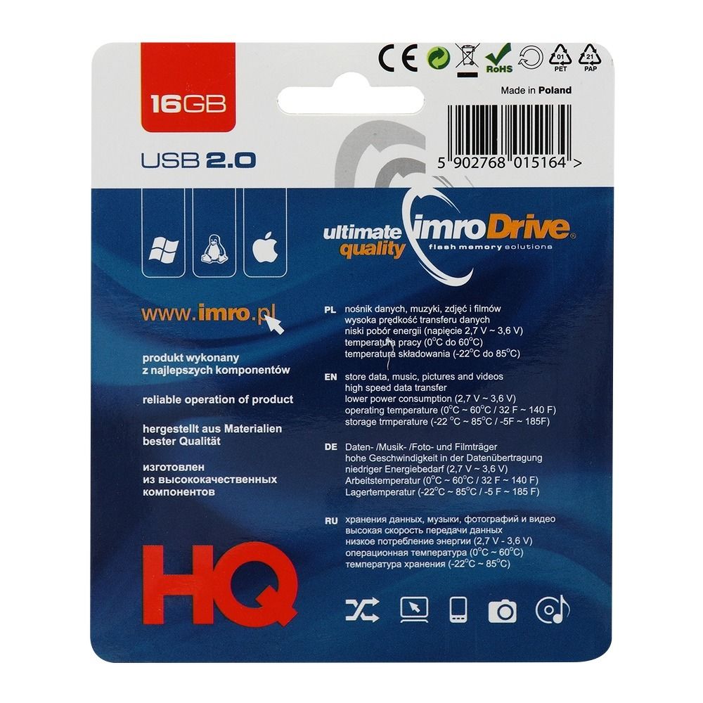 USB zibatmiņa IMRO pendrive BLACK 16GB USB2.0 — attēls 2
