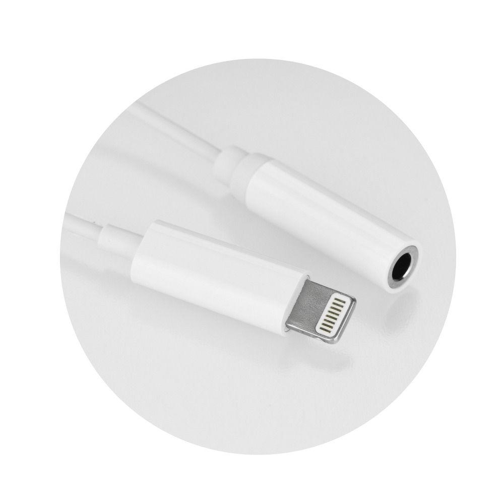 Adapteris Adapter AUX Lightning (male) to Jack 3,5 mm (female) white — attēls 2