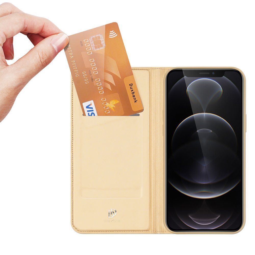 Aizsargvāciņš iPhone 13 Pro Max golden – Dux Ducis Skin Pro Bookcase type — attēls 2