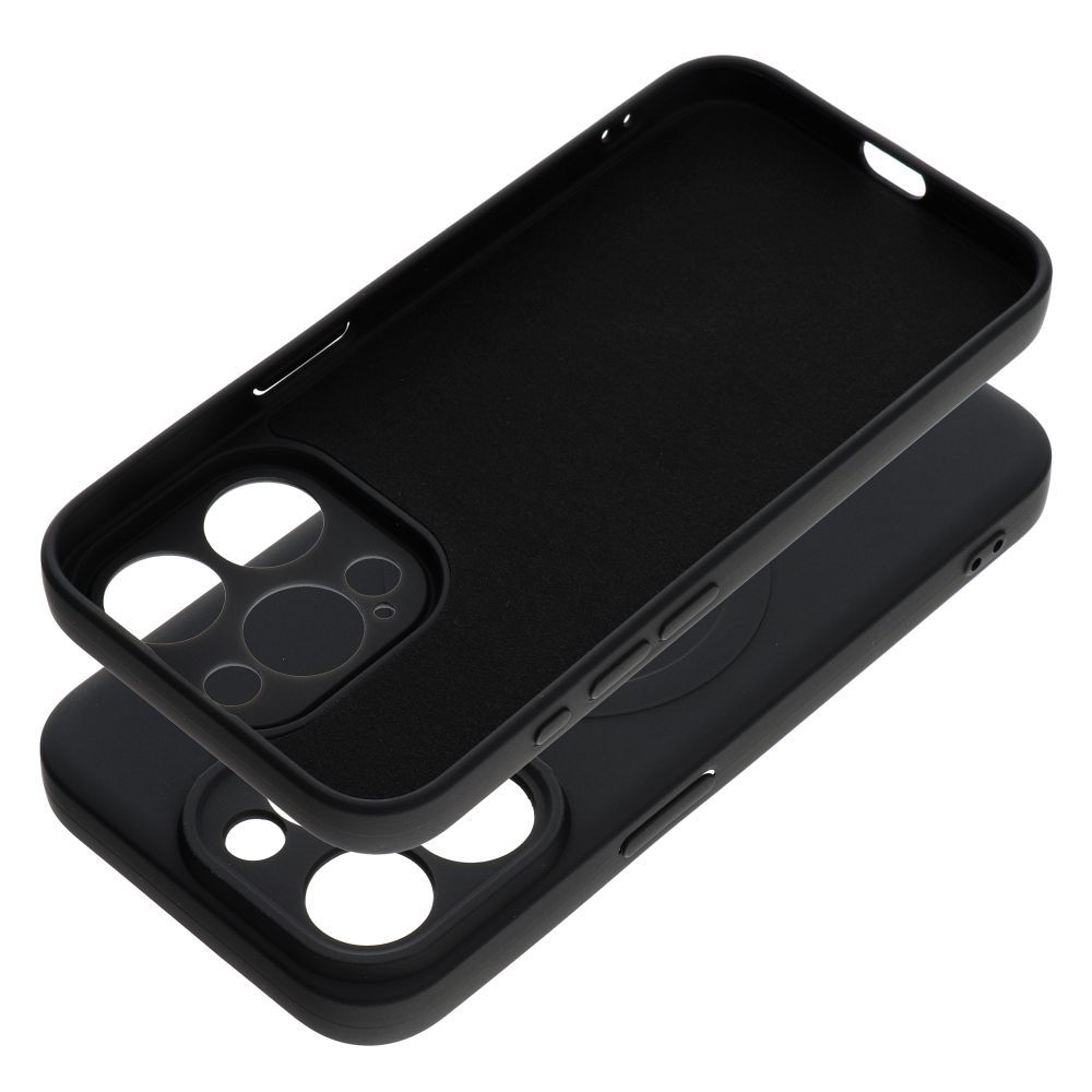 Aizsargvāciņš iPhone 15 Pro – SILICONE MAG compatible with MagSafe, melns — attēls 3