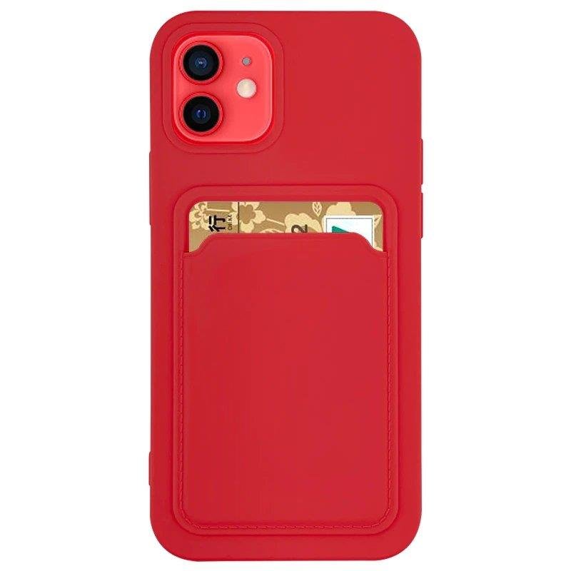 Aizsargvāciņš Xiaomi Redmi Note 10 / Redmi Note 10S – Card Silicone Wallet with Card Slot Documents, sarkans