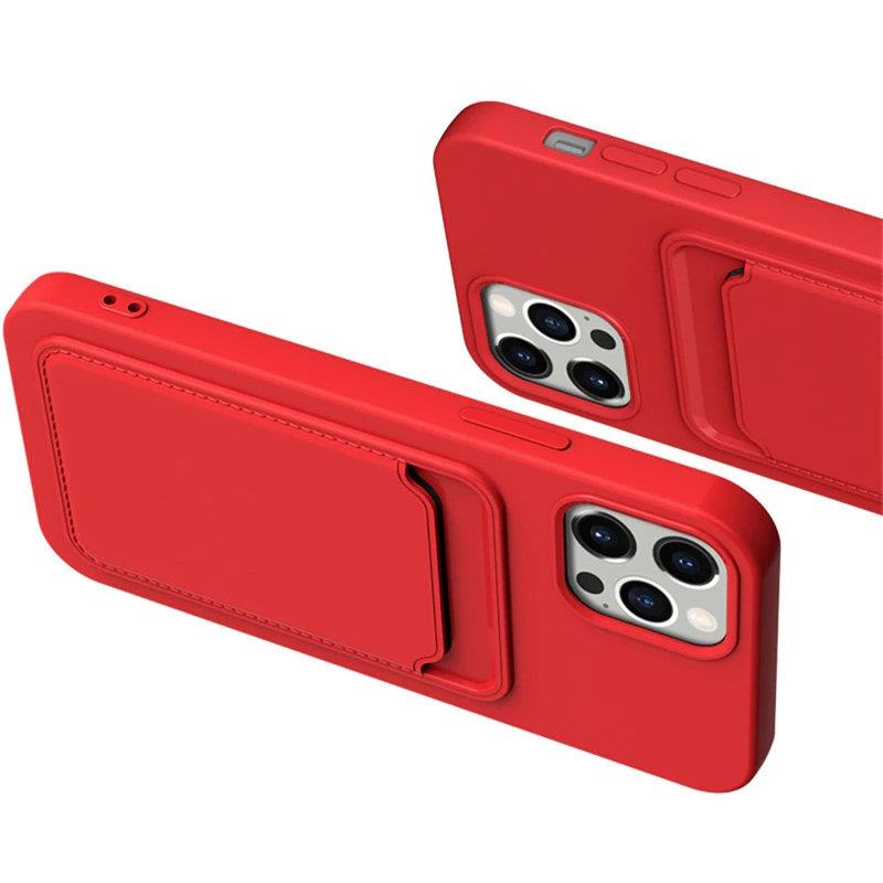 Aizsargvāciņš Xiaomi Redmi Note 10 / Redmi Note 10S – Card Silicone Wallet with Card Slot Documents, sarkans — attēls 2