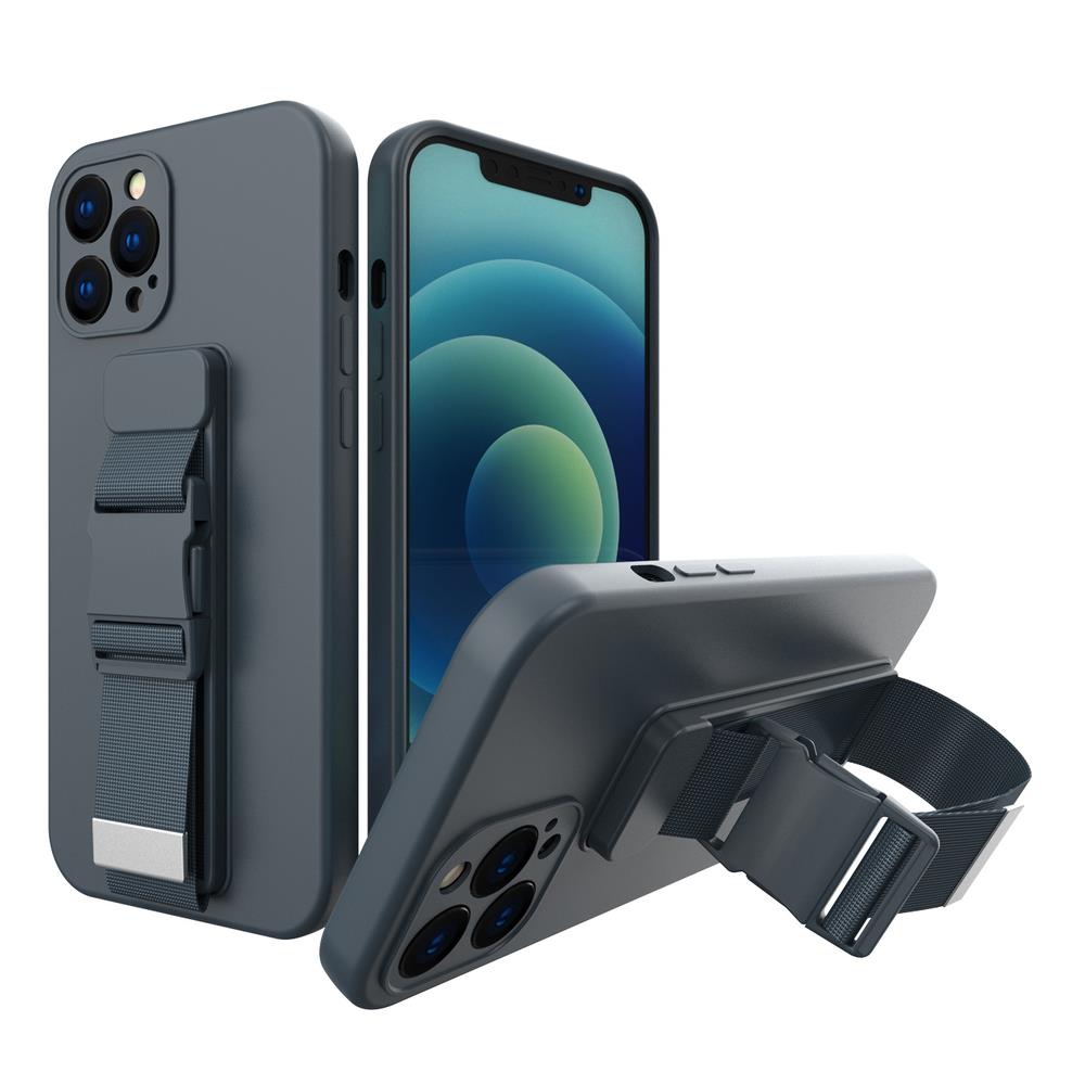 Aizsargvāciņš Samsung Galaxy A32 5G – Rope gel with a lanyard chain bag lanyard, tumši zils