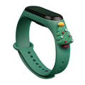 Aizsargvāciņš Xiaomi Mi Band 3 / 4 Christmas – Strap Xmas Silicone Strap Bracelet with Christmas Tree, tumši zaļš