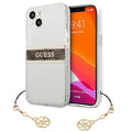 Aizsargvāciņš iPhone 13 mini 5.4" Transparent hardcase 4G Brown Strap Charm – Guess GUHCP13SKB4GBR