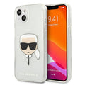 Aizsargvāciņš iPhone 13 mini – Karl Lagerfeld Glitter Karl's Head, sudraba