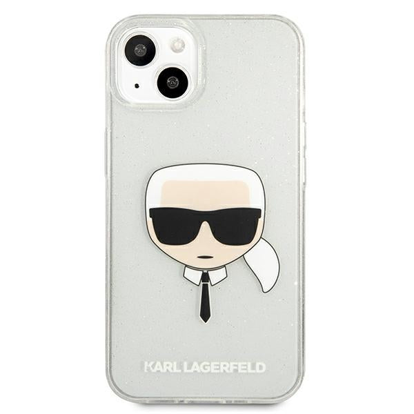 Aizsargvāciņš iPhone 13 mini – Karl Lagerfeld Glitter Karl's Head, sudraba — attēls 3