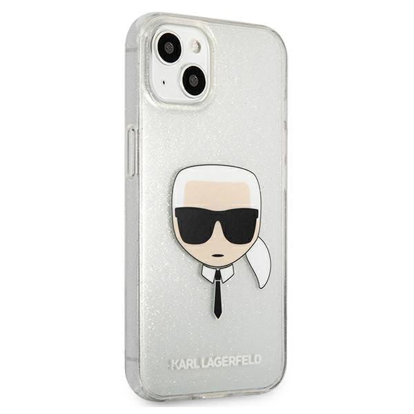 Aizsargvāciņš iPhone 13 mini – Karl Lagerfeld Glitter Karl's Head, sudraba — attēls 4