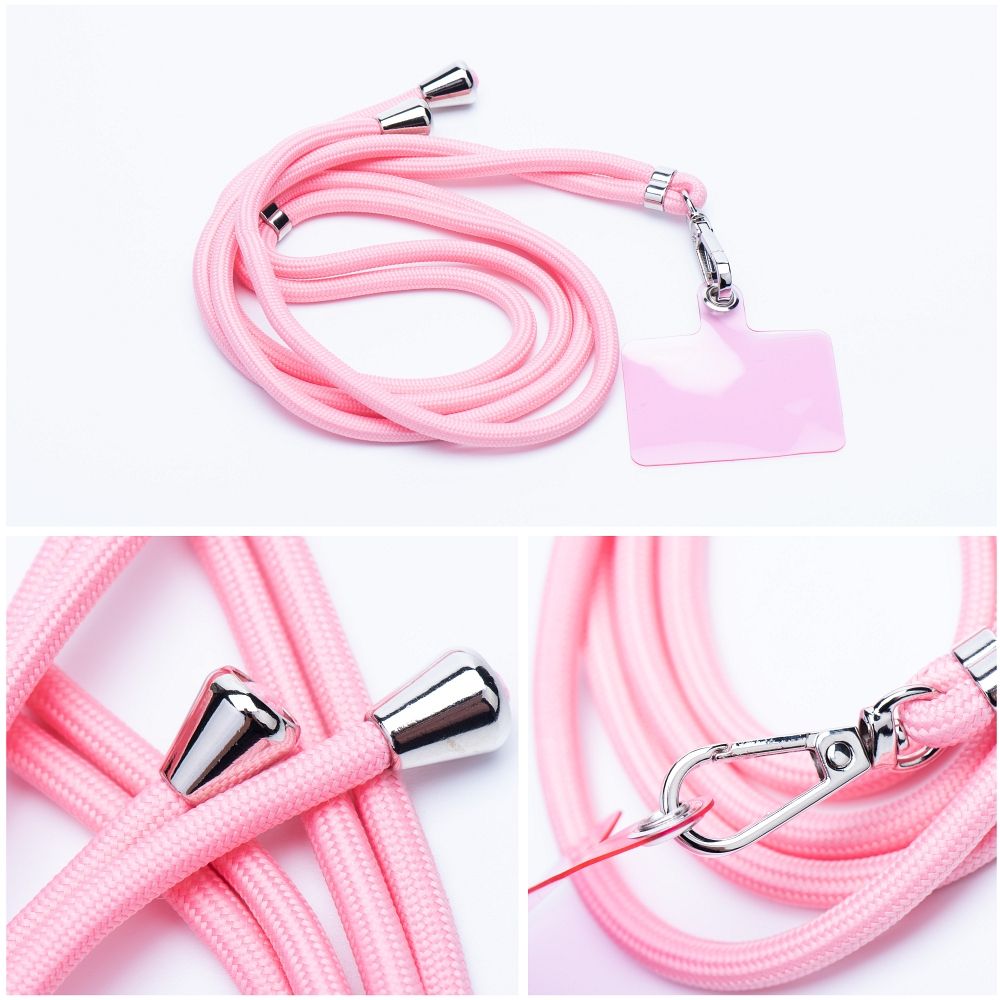 SWING (6mm) pendant for the phone with adjustable length / cord length 165cm (max 82.5cm in the loop) / on the shoulder or neck - lite pink — attēls 3