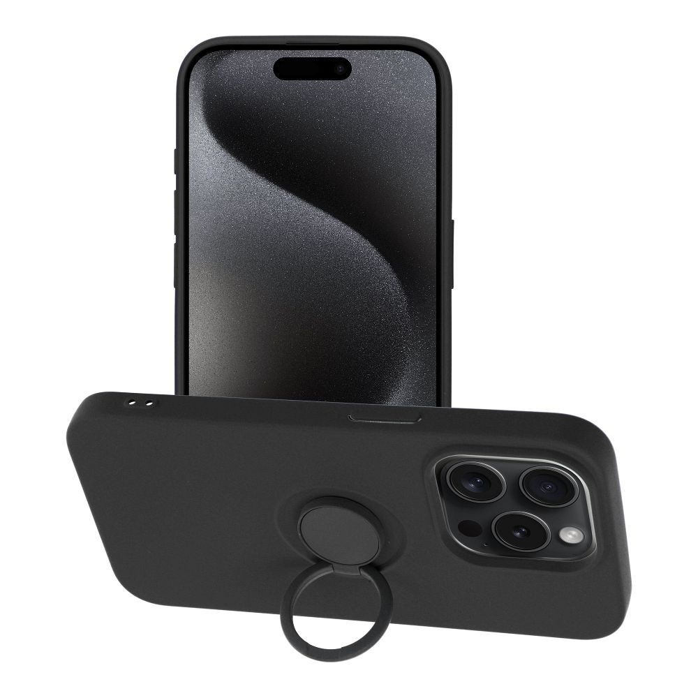 Aizsargvāciņš iPhone 15 Pro – SILICONE RING, melns
