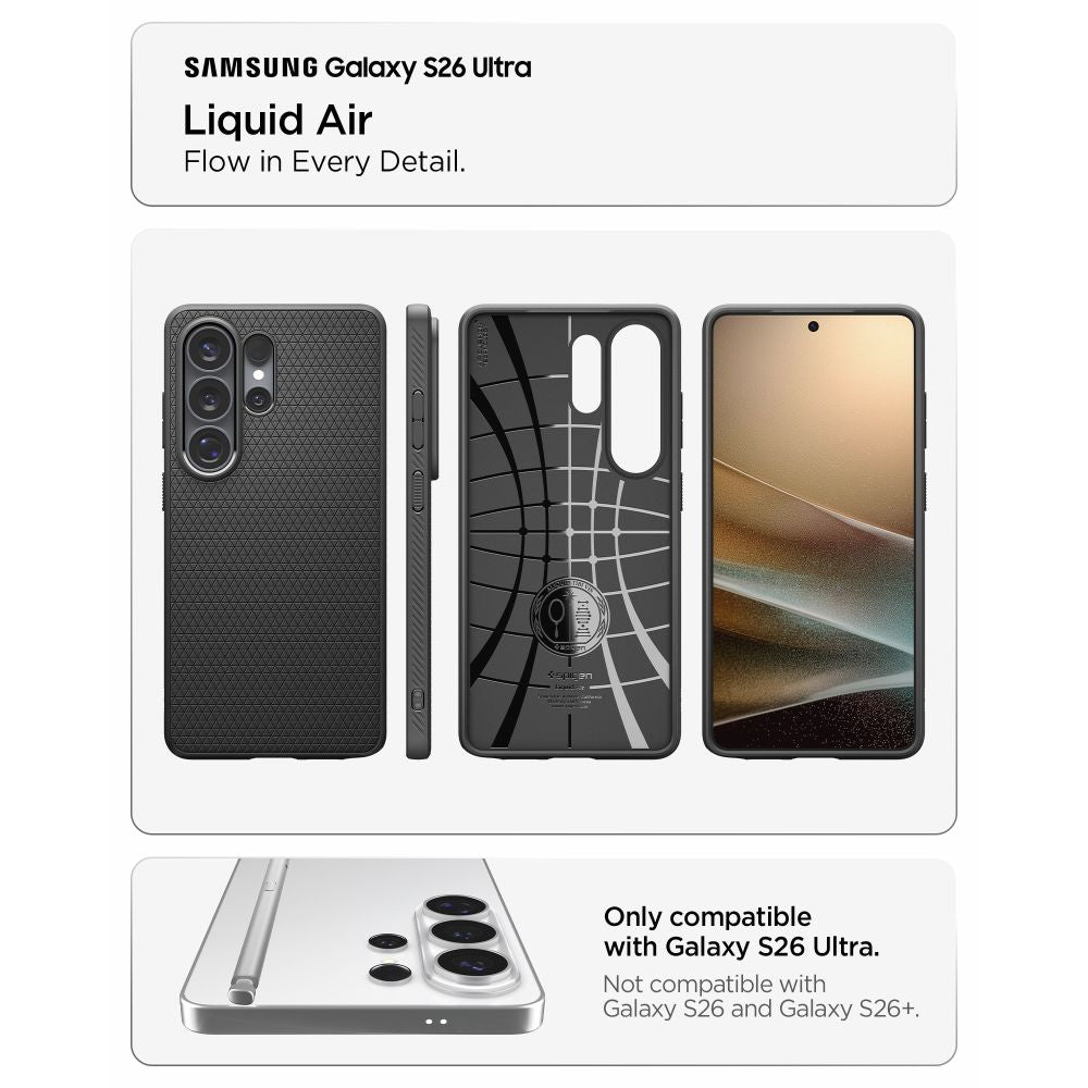 Spigen Liquid Air aizsargvāciņš Samsung Galaxy S26 Ultra, melns