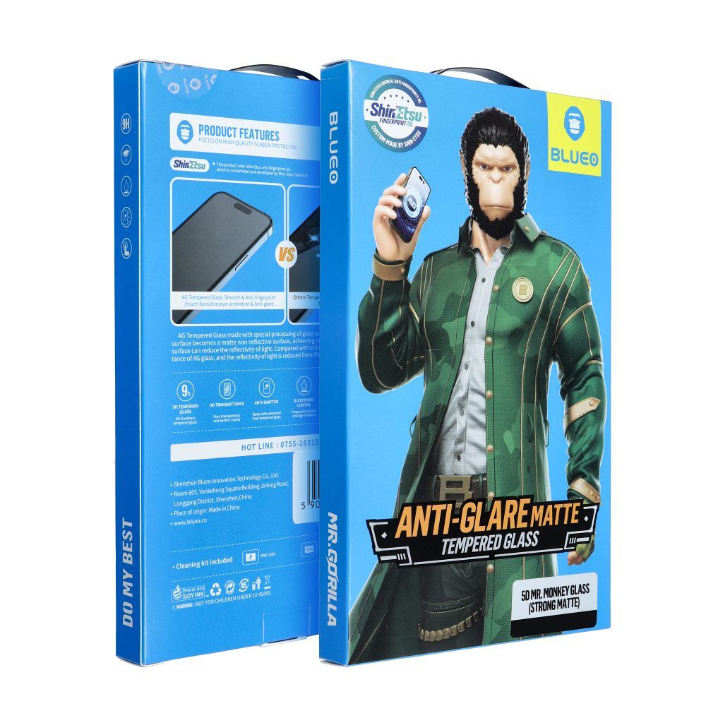 Aizsargstikls Apple iPhone 15 Pro Max black (Strong Matte) – 5D Mr. Monkey — attēls 2