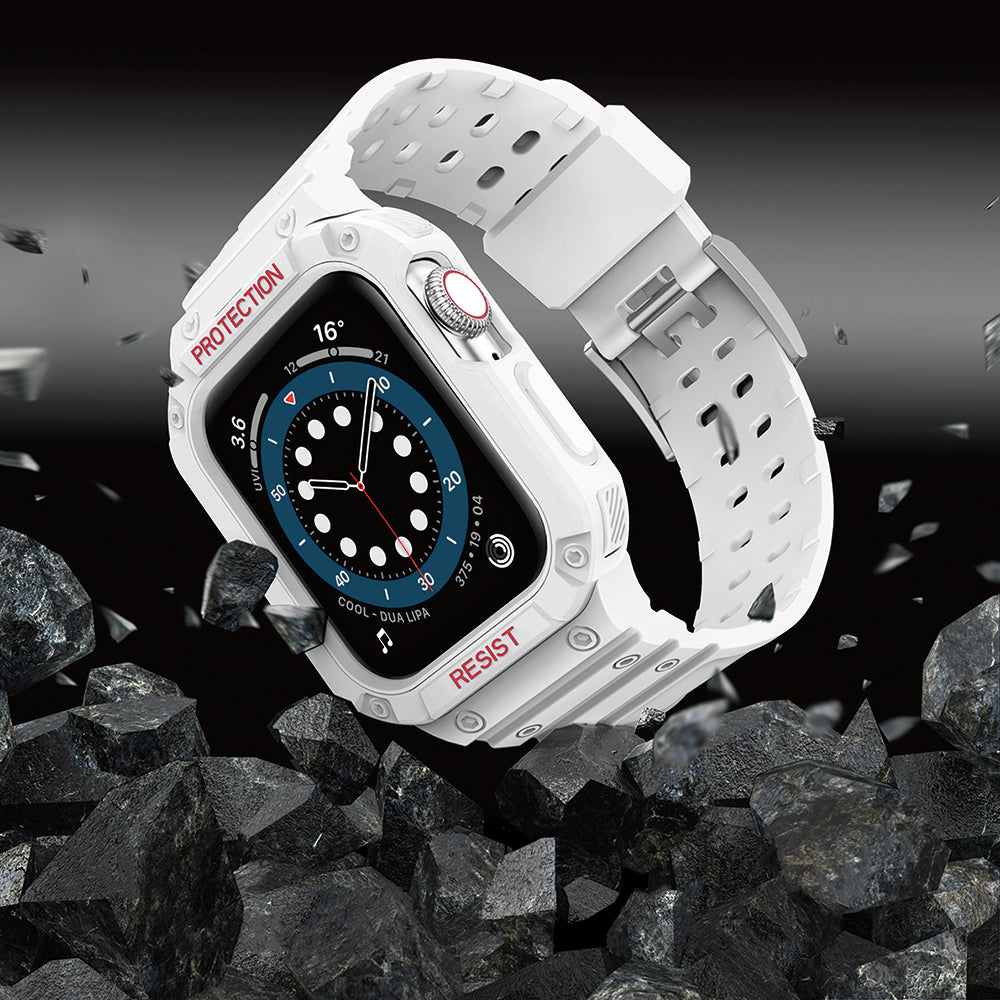 Protect Strap Band aizsargsiksna ar korpusu Apple Watch 42/44/45 mm, balta