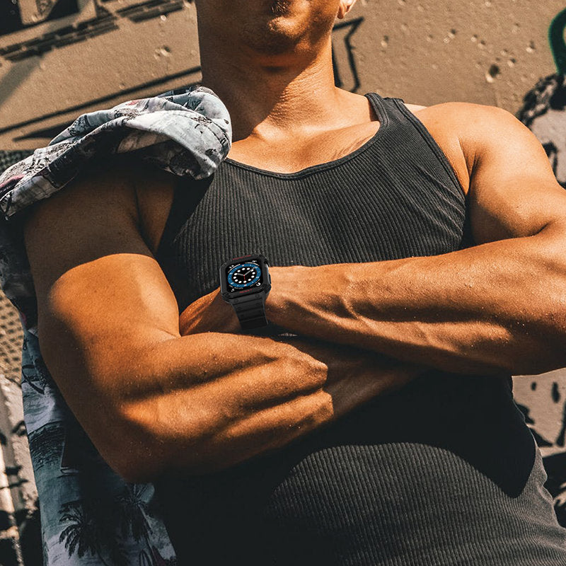 Protect Strap Band aizsargsiksna ar korpusu Apple Watch 42/44/45 mm, balta