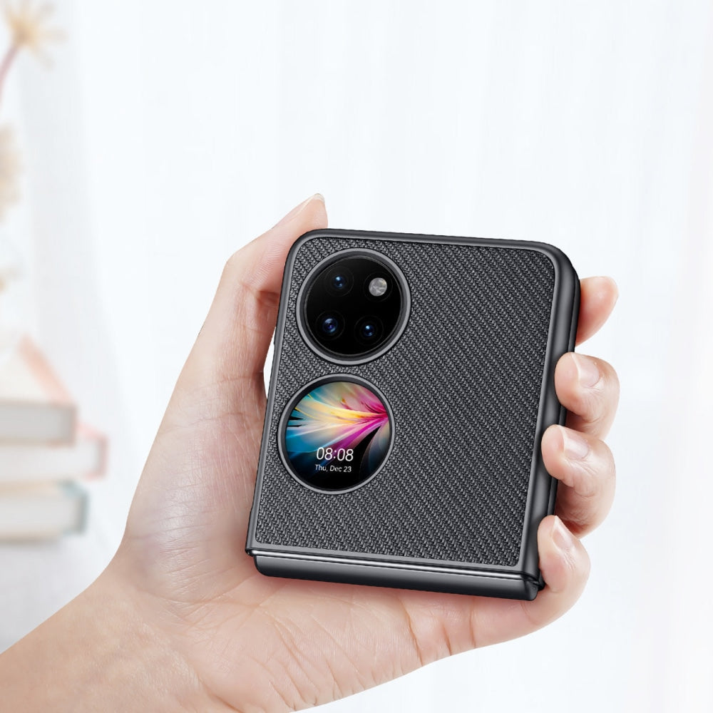 Dux Ducis Fino aizsargvāciņš Huawei P50 Pocket ar neilona apdari, melns