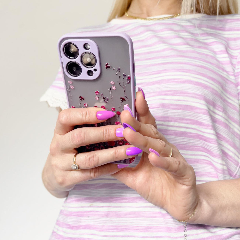 Aizsargvāciņš iPhone 12 Pro Max floral – Design, violets — attēls 4